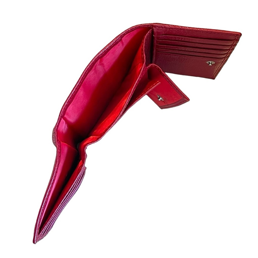 Corti Milano Red Leather Compact Trifold Card & Coin Leather Wallet ~Milan Italy - Picture 9 of 13